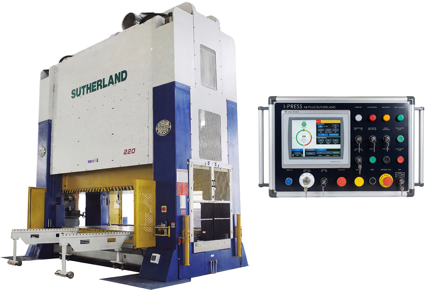 Sutherland EHW mechanical stamping press forming data center rack and enclosure parts with I-PRESS controls