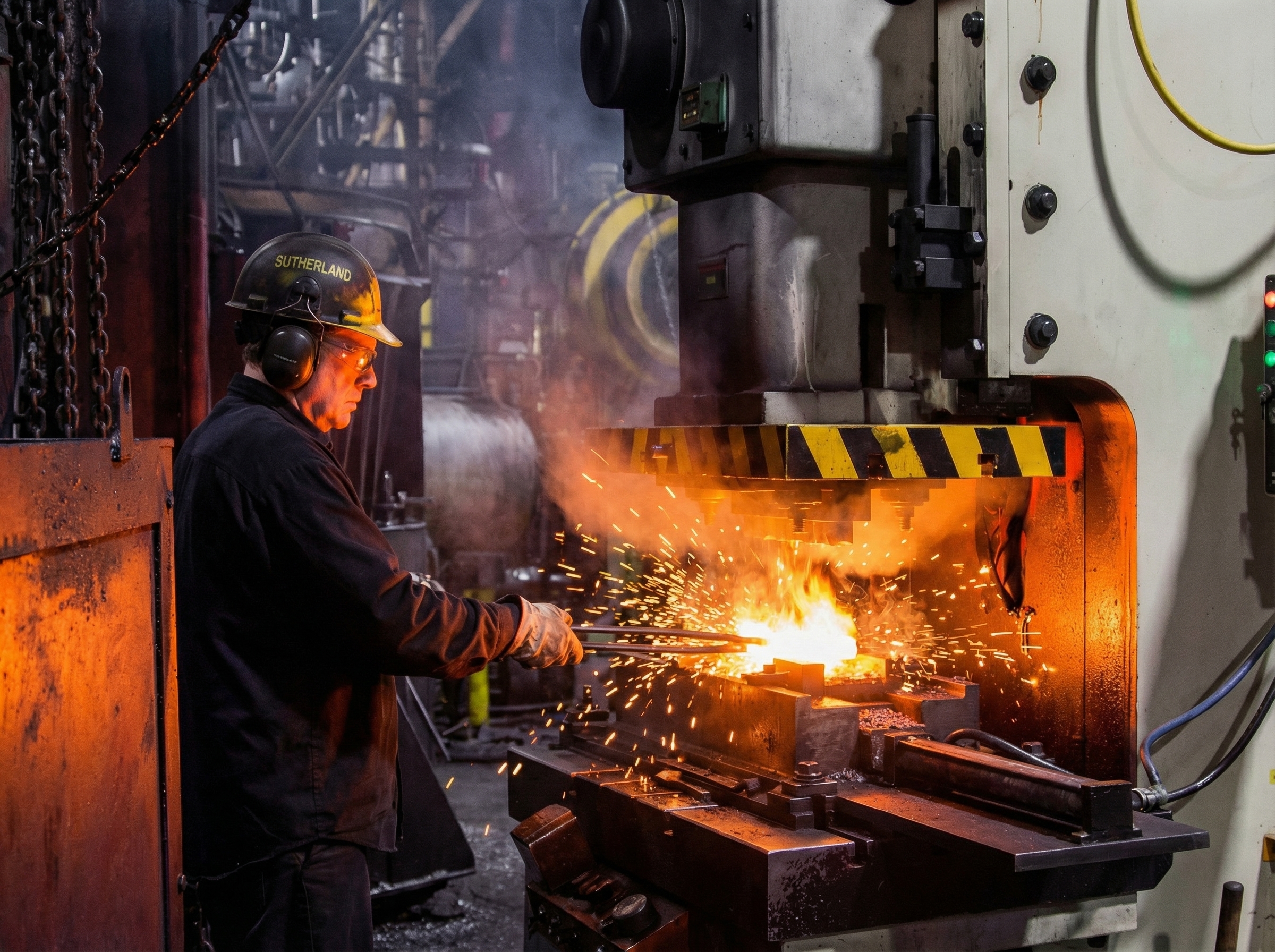 Sutherland FP and FPG Series forge presses installed on production floor
